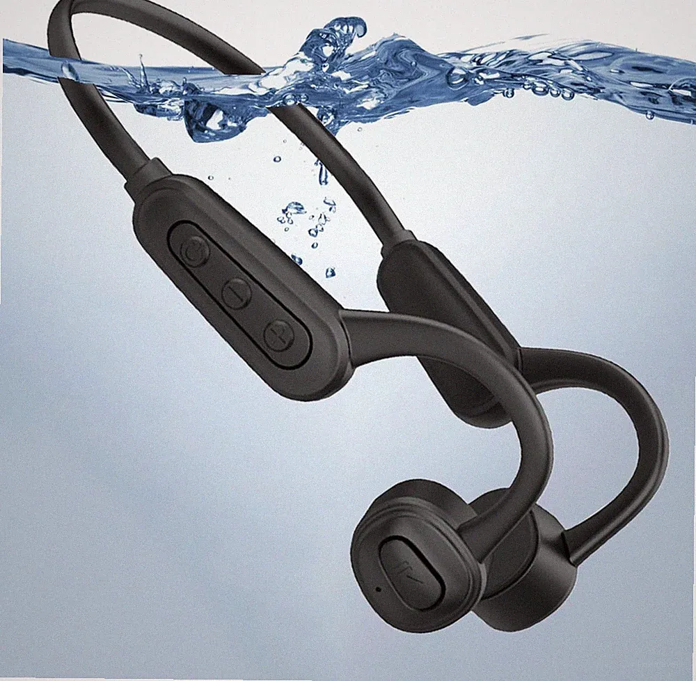 ESSONIO Knochenschall Kopfhörer IPX8 wasserdicht 12h Laufzeit, Bluetooth Schwarz