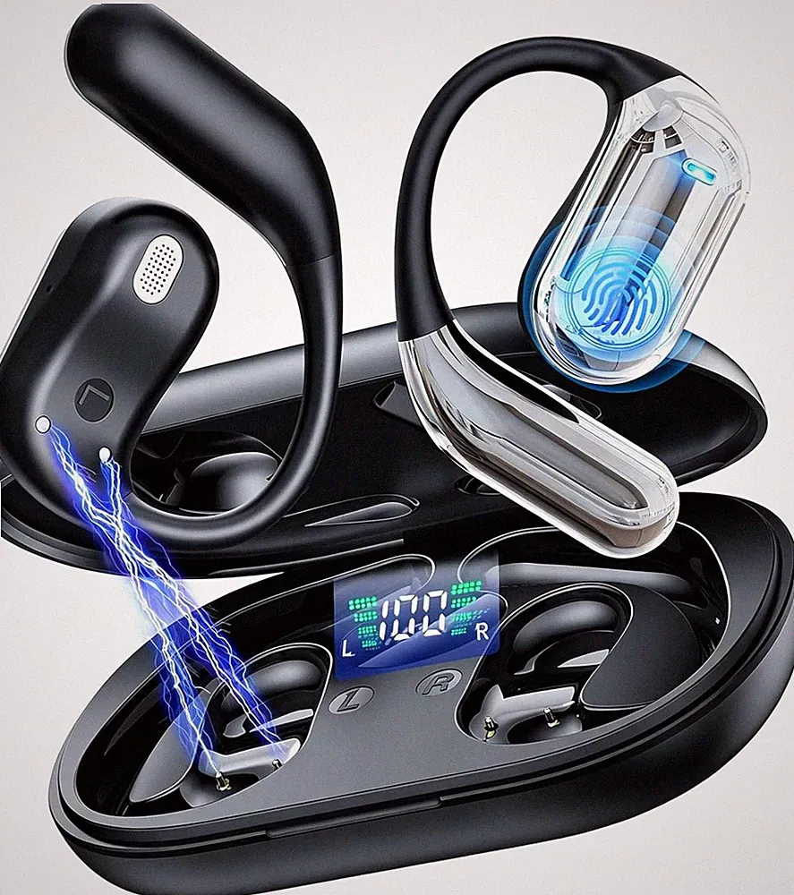 EUQQ Open Ear Kopfhörer Bluetooth 6.1 KI 50 Std Sport Kopfhörer für Laufen