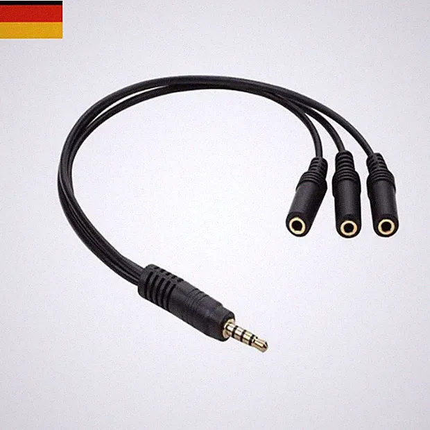 F57 3.5mm Klinke Stecker auf 3x 3.5mm Klinke Buchsen Audioadapter für Kopfhörer