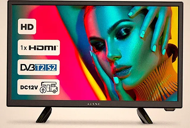 Fernseher 19" LED Reise-Fernseher HD, kompakt für Küche, Hotel & Retro-Gaming
