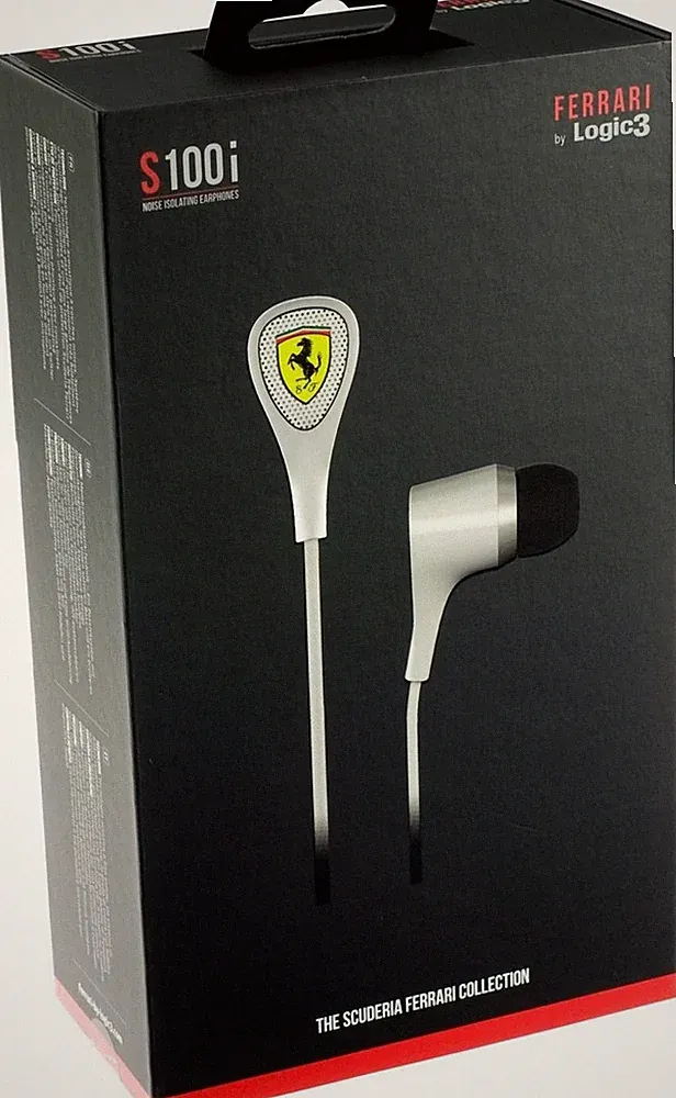 Ferrari In-Ear Kopfhörer Noise Isolating 3,5mm – Logic3 S100i Weiß NEU