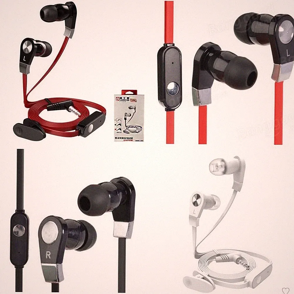 Flache In-Ear Stereo Ohrhörer Kopfhörer Bass Sound mit Mikrofon für iPhones Samsung