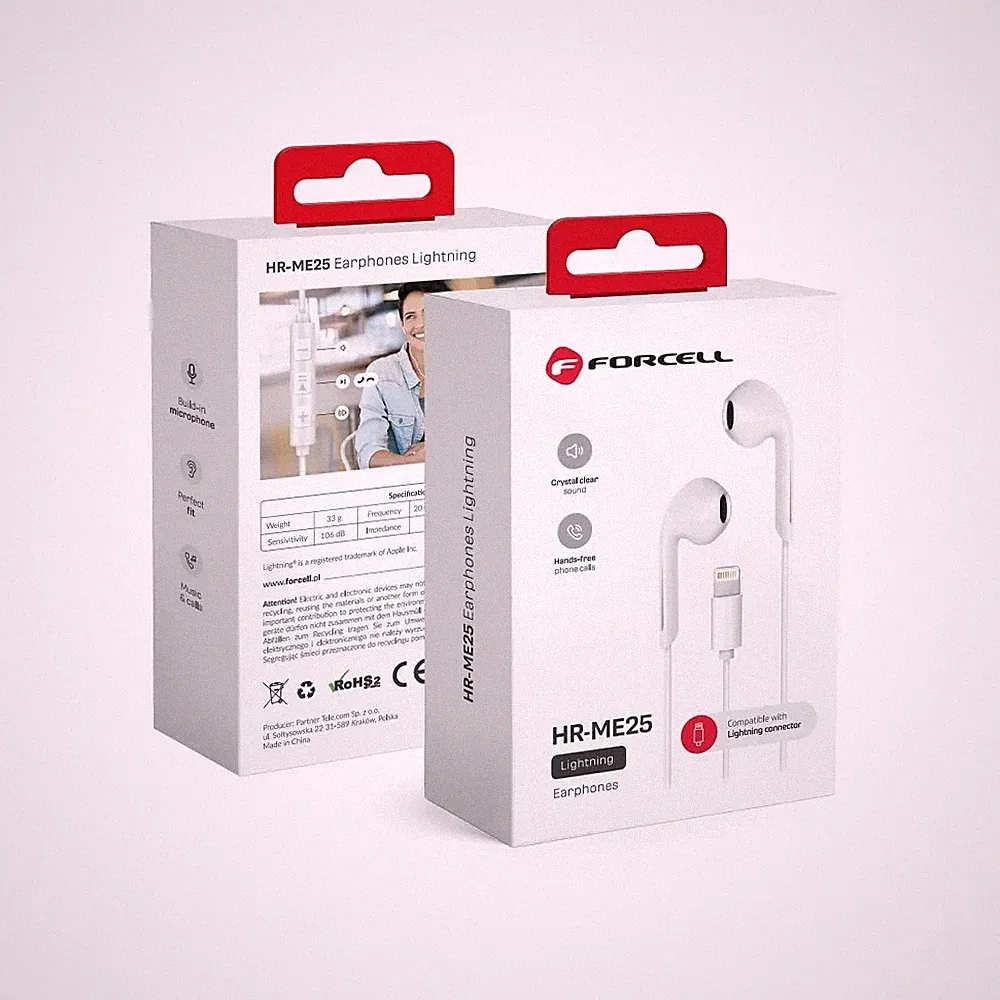FORCELL In-Ear Headset / Kopfhörer für Apple iPhone 7 8 X 11/12/13/14 weiß