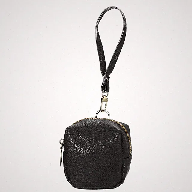 Für Mini Münzbeutel, 3.9"x3.1" süße PU-Leder Kopfhörertasche, Schwarz