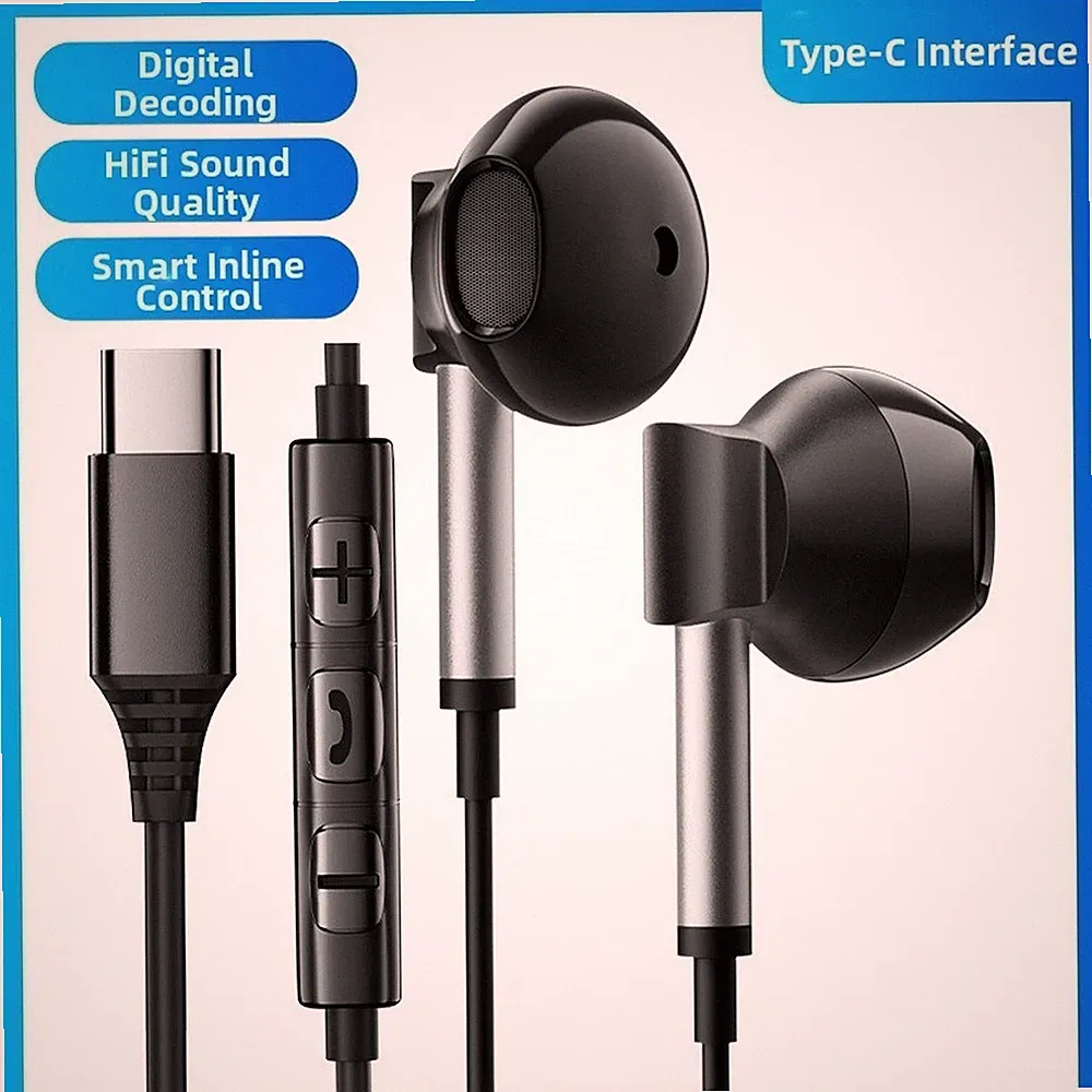für usb-c Kopfhörer mit Mikrofon für Smartphone In Ear für hifi Audio 1,2 m TPE