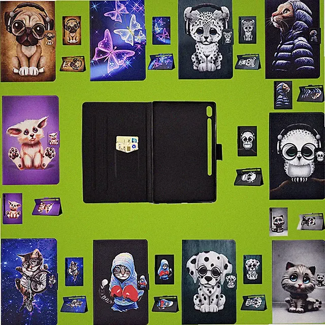 Für verschiedene Tablet Motiv Muster Tasche Kunst-Leder Hülle Etuis Cover