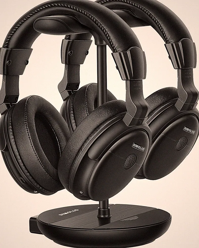 Funkkopfhörer 2.4G TV Headset mit Sender Ladestation kabellos für Fernsehen