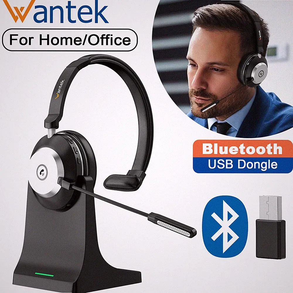 Funkkopfhörer mit Mikrofon USB-Dongle Bluetooth Headset für PC/Laptop/Handys