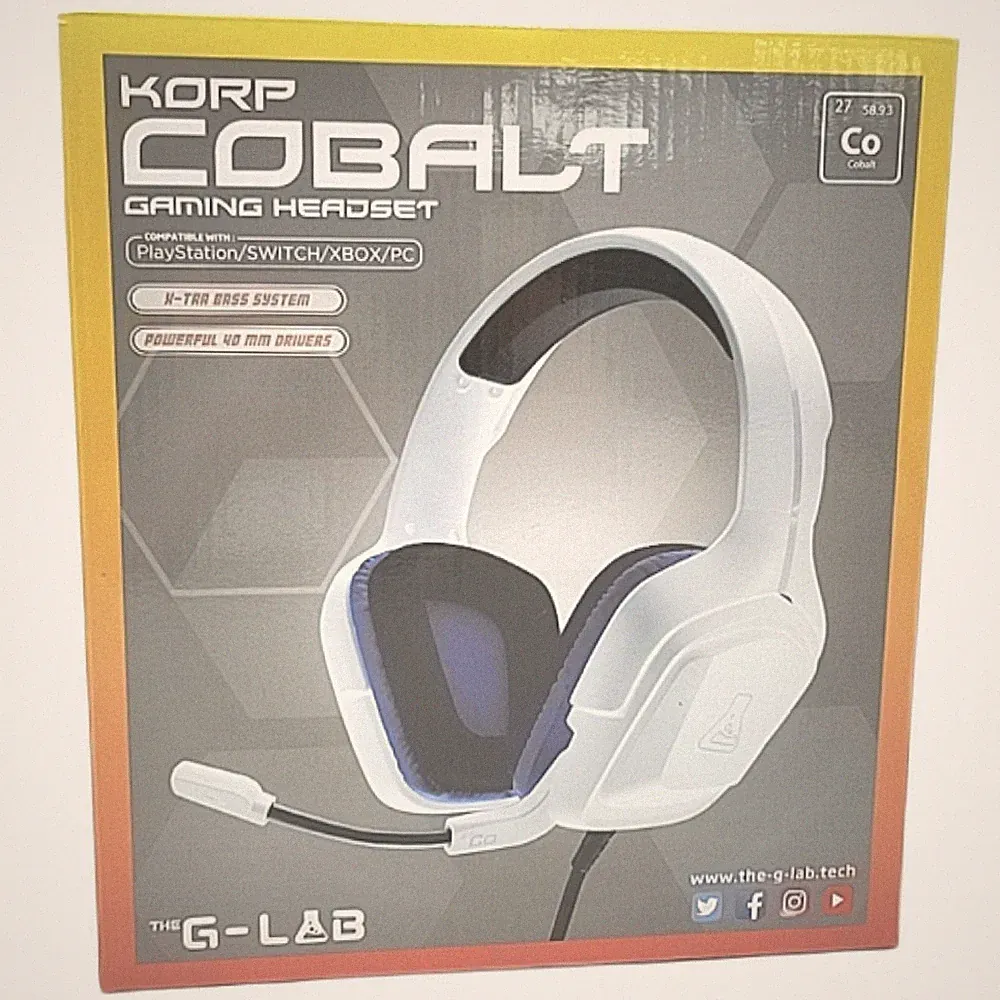G-LAB Korp COBALT Gaming Stereo Kopfhörer Ultra Leichtgewicht E-Bass Mic 3,5 mm
