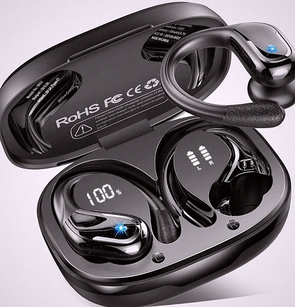 Gaihond BX27 Sport Kopfhörer Bluetooth 5.4 In-Ear Earbuds 75h Hi-Fi Bass Schwarz