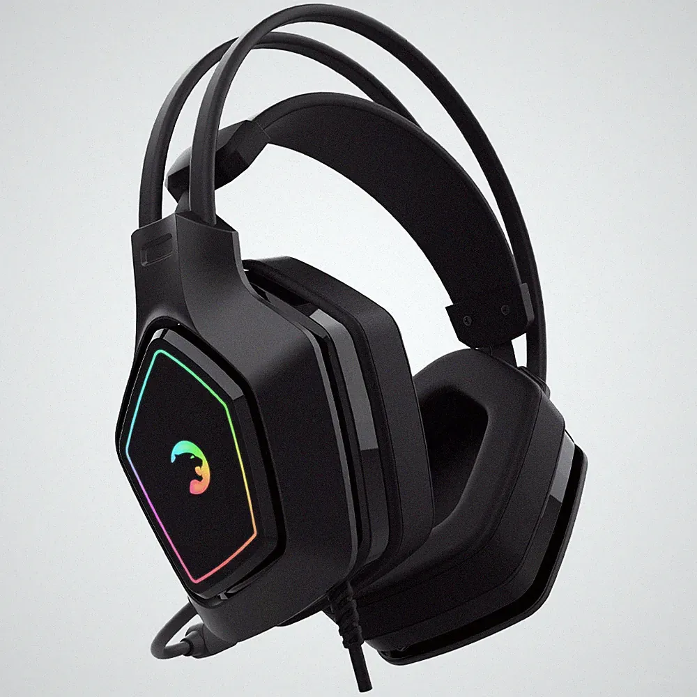GAMEPOWER Mihawk Gaming Headset mit Mikrofon USB Gamer PC vibrierende Kopfhörer