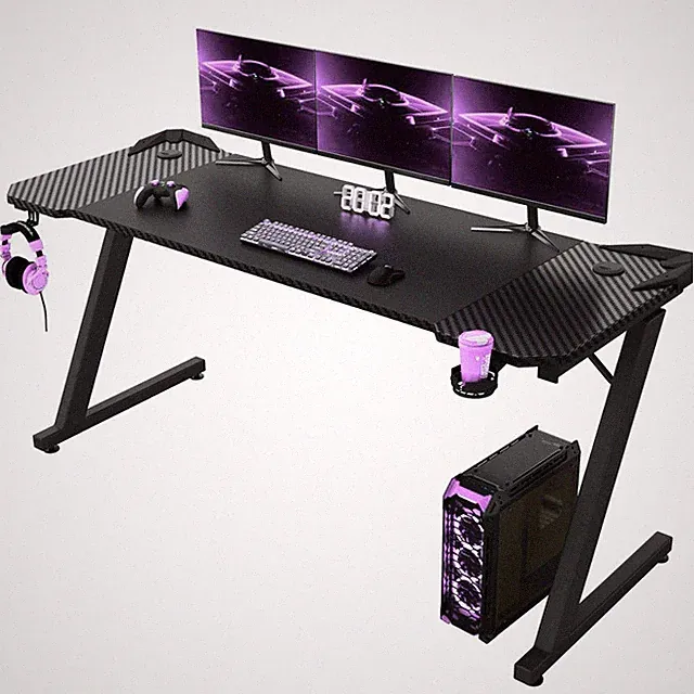 Gamerdesk Gaming Computertisch 180X80cm Z-Frame Kopfhörerhalter Getränkehalter