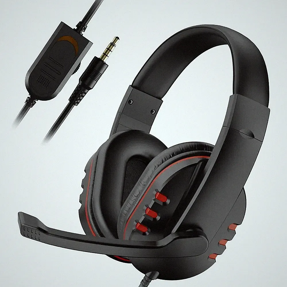 Gaming Headset 3,5mm Klinke Mikrofon PS5 PC Stereo Bass Kopfhörer Kabel Audio