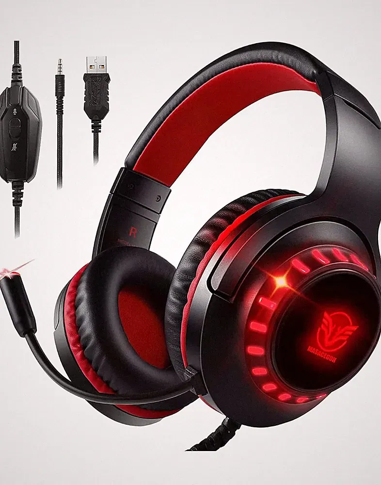Gaming Headset Gamer PC Kopfhörer mit Mikrofon Gaming Switch mit LED Licht Gamin