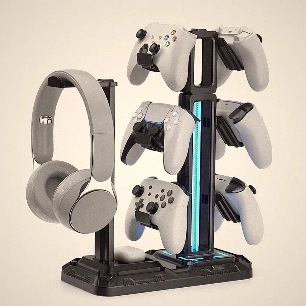 Gaming Headset Halterung 9 Lichtmodi Drehbar Controller Ständer Kopfhörer Halter