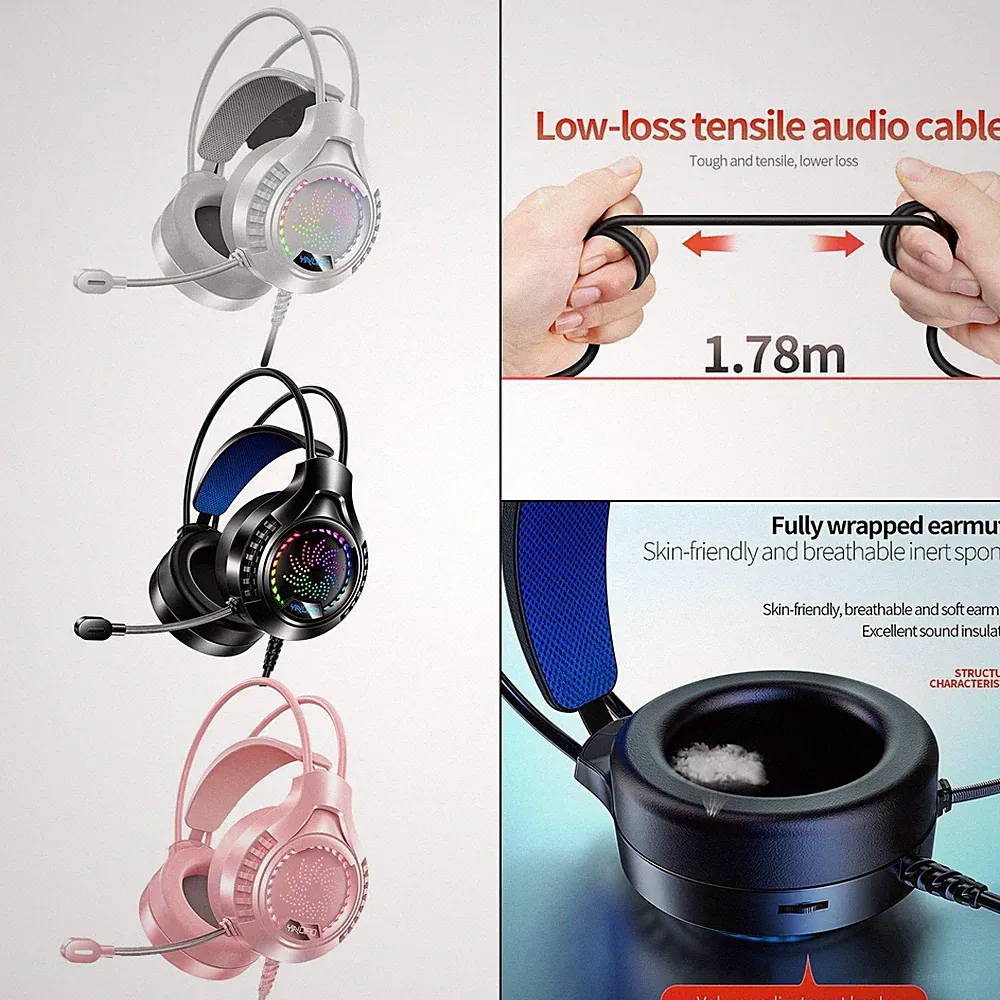 Gaming-Headset-Kopfhörer mit Mikrofon für Laptop-Telefon Leichtes
