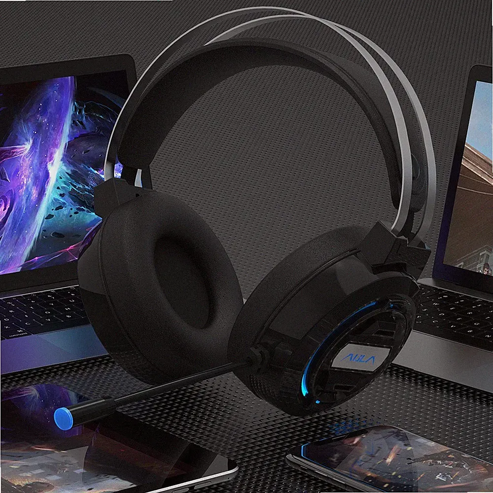 S603 Over Ear Surround Stereo Headset Gaming Kopfhörer mit Kabel Mikrofon LED DE
