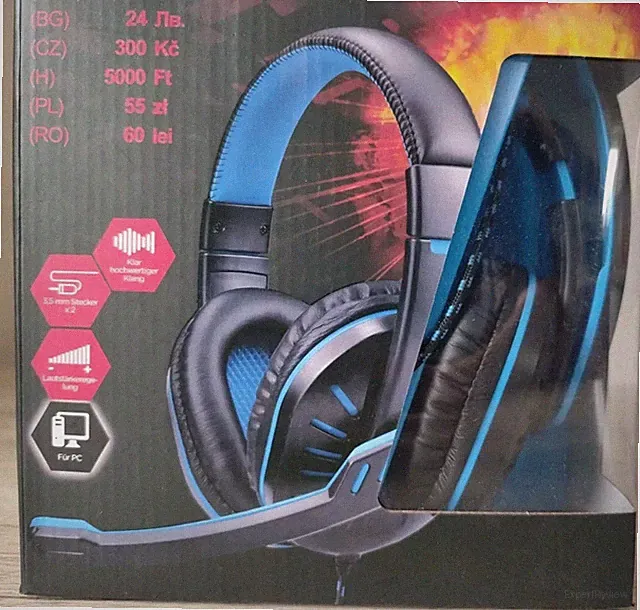 Gaming-Headset - Schwarz/Blau für PC m. freibewegl. Mikrofonarm, OVP m. Lagersp.