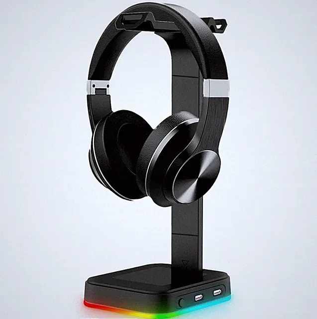 Gaming-Headset-Ständer mit RGB-LED und USB-Hub, 2x USB 2.0, für Over-Ear- und On