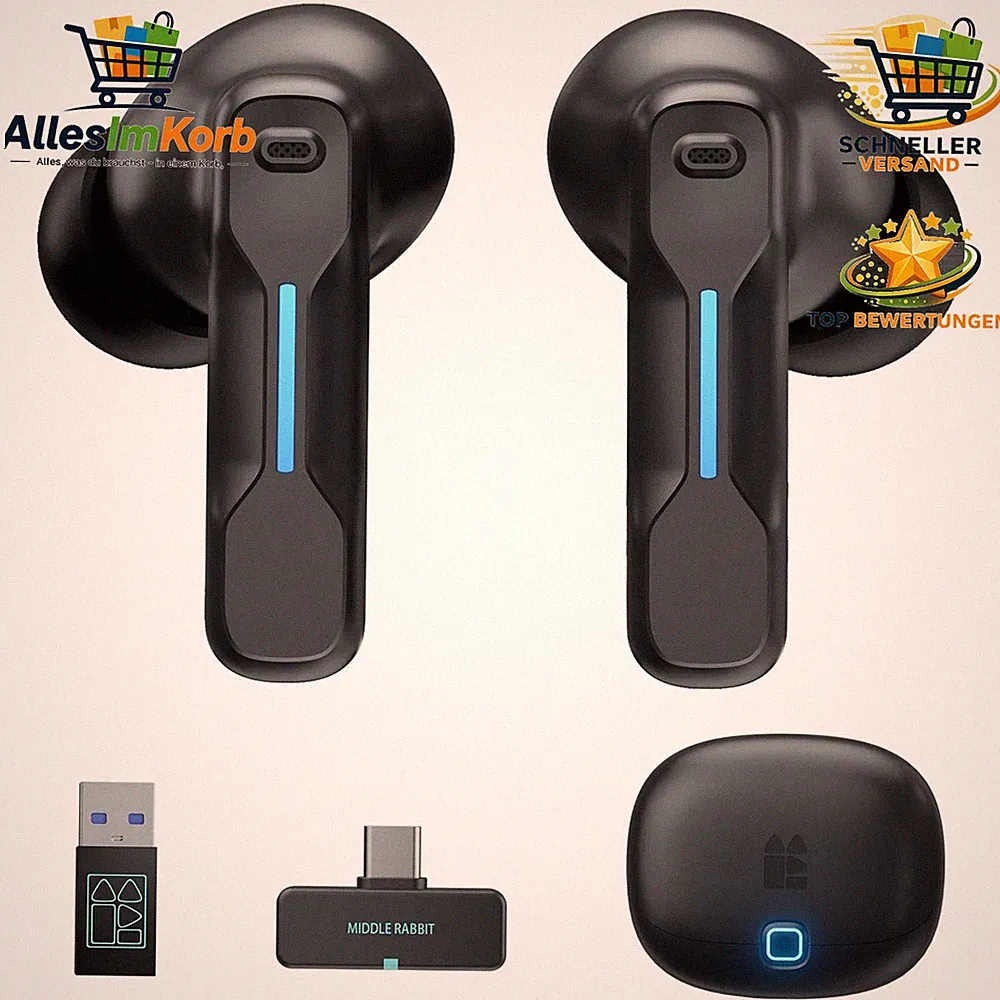 Gaming In-Ear Kopfhörer kabellos 2.4GHz Bluetooth 5.4 20ms Ultra Low Latency