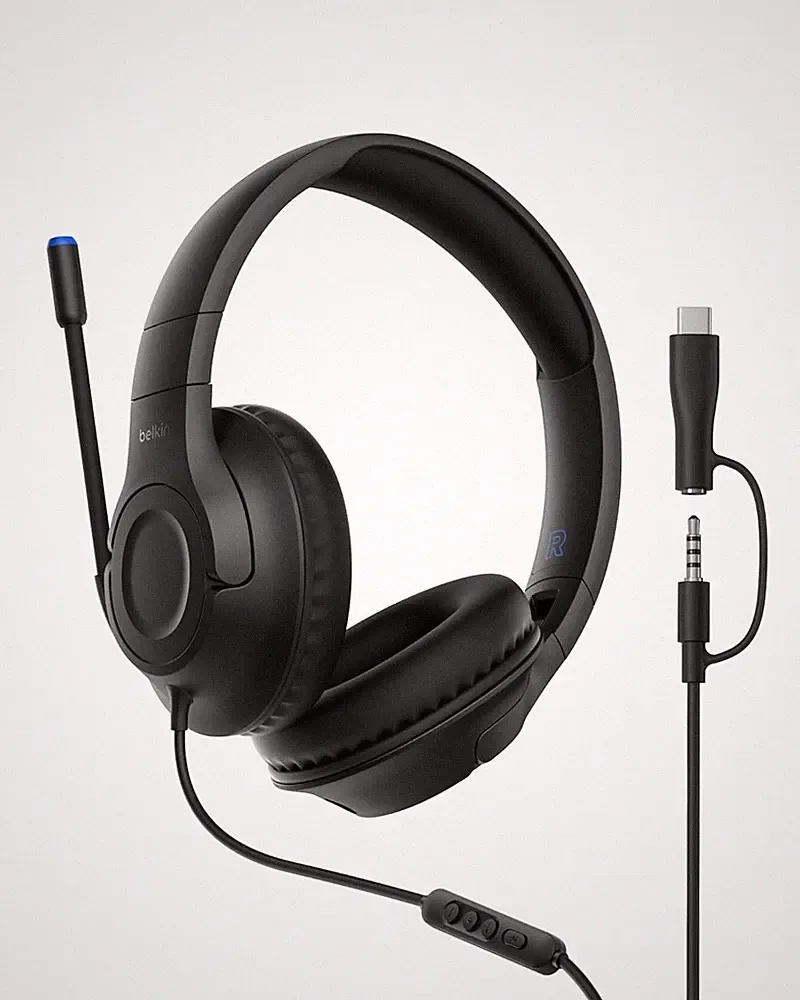 Gaming Kinderkopfhörer mit Mikrofon USB-C, 3,5mm Klinke, 85dB, Switch 2, Schwarz