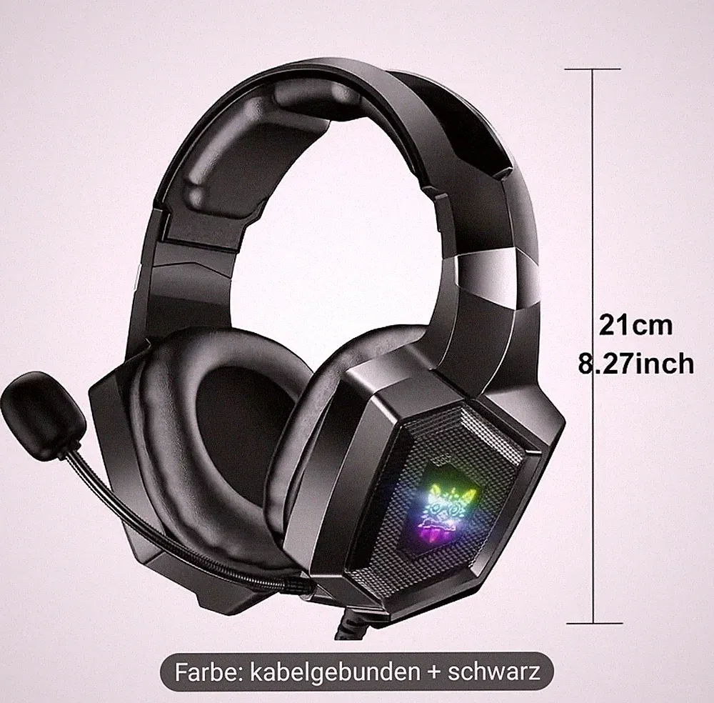 Gaming Kopfhörer 2025 mit Mikrofon, 3.5 mm und Type C-Adapter für PC und Handy.