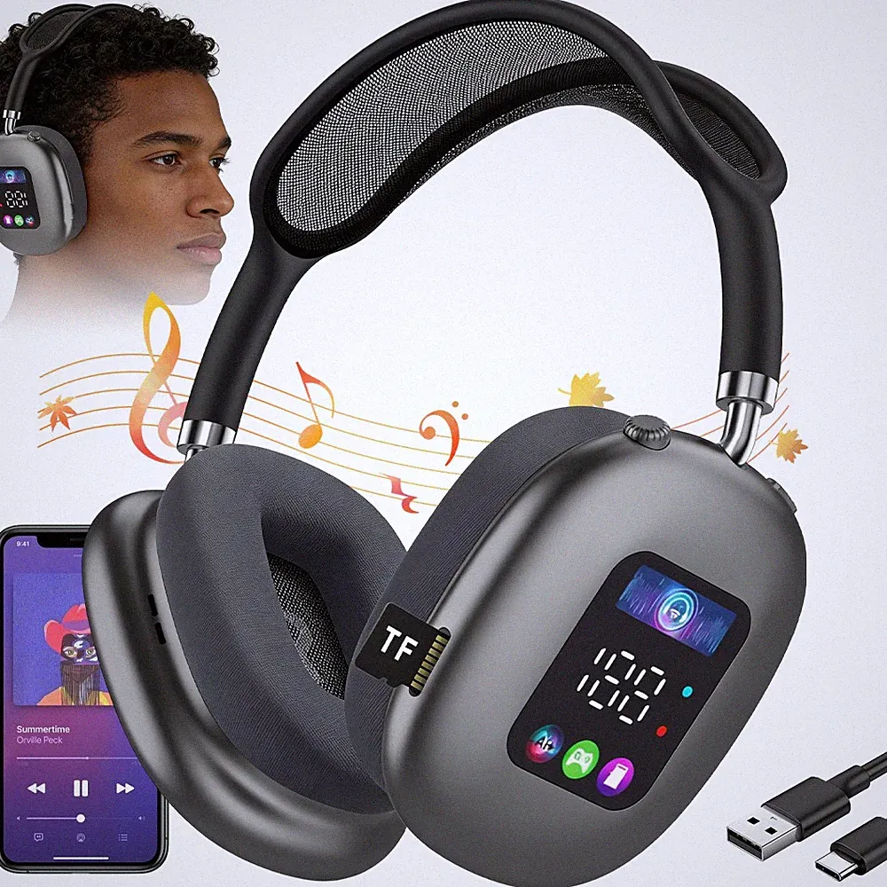 Gaming Kopfhörer Bluetooth 5.4 LED Display Hi-Res Audio 30h Akkulaufzeit Premium