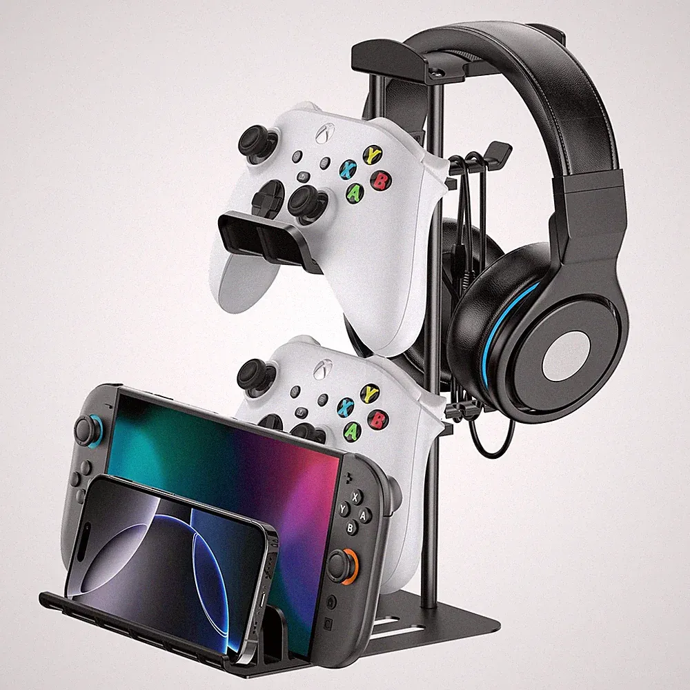 Gaming Kopfhörer Ständer Controller Halter Tisch Aluminium-Stange mit Kabelloch