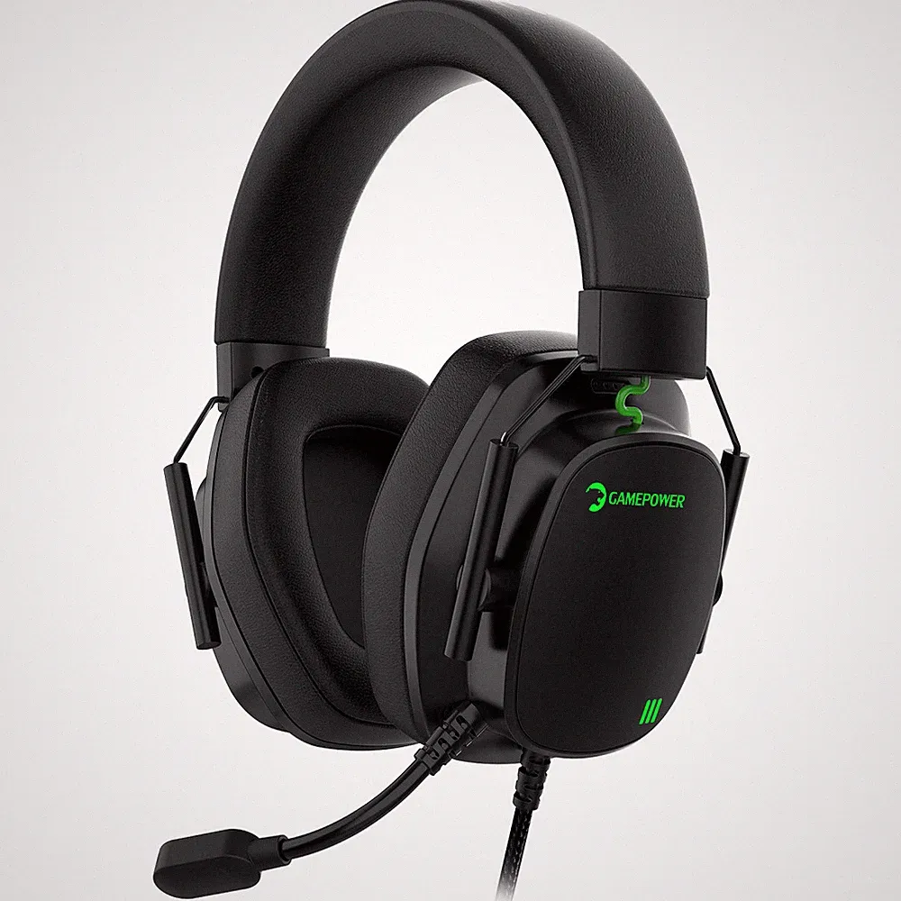 Gaming Over-Ear Headset Kopfhörer Mikrofon 3,5 Klinke 50mm SoftPU GAMEPOWER KaiX