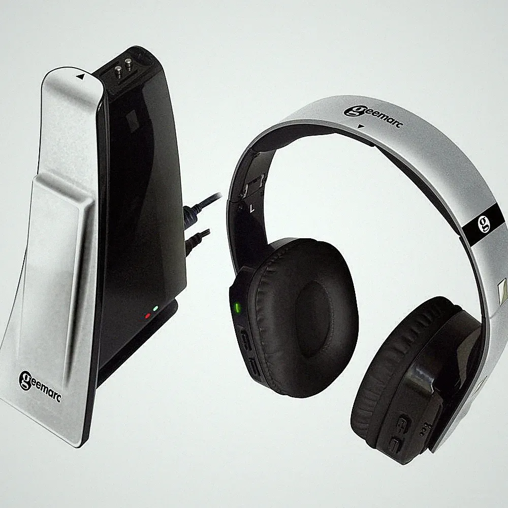 Geemarc CL7400 OPTI Funk TV In Ear Kopfhörer Over Ear Leichtbügel Headset Silber