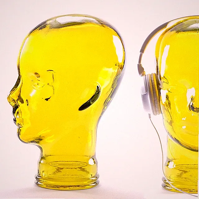 GLAS KOPFHÖRERSTÄNDER "TRANSPARENT GELB" | Kare Design 39955 | Headset Ständer