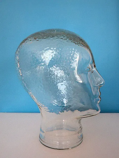 Glaskopf Kopfhörerhalter Brillenständer Mannequin Head Transparent Deko Vintage