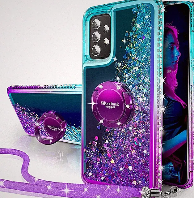 Glitzer Schutzhülle Galaxy A52s 5G Silikon Ringständer 360
