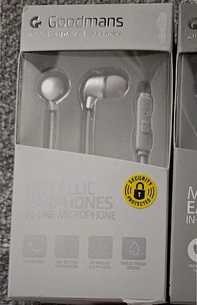 Goodman's Metallic In-Ear Kopfhörer Inline Mikrofon 3,5 mm Klinke kabelgebunden - neu bx