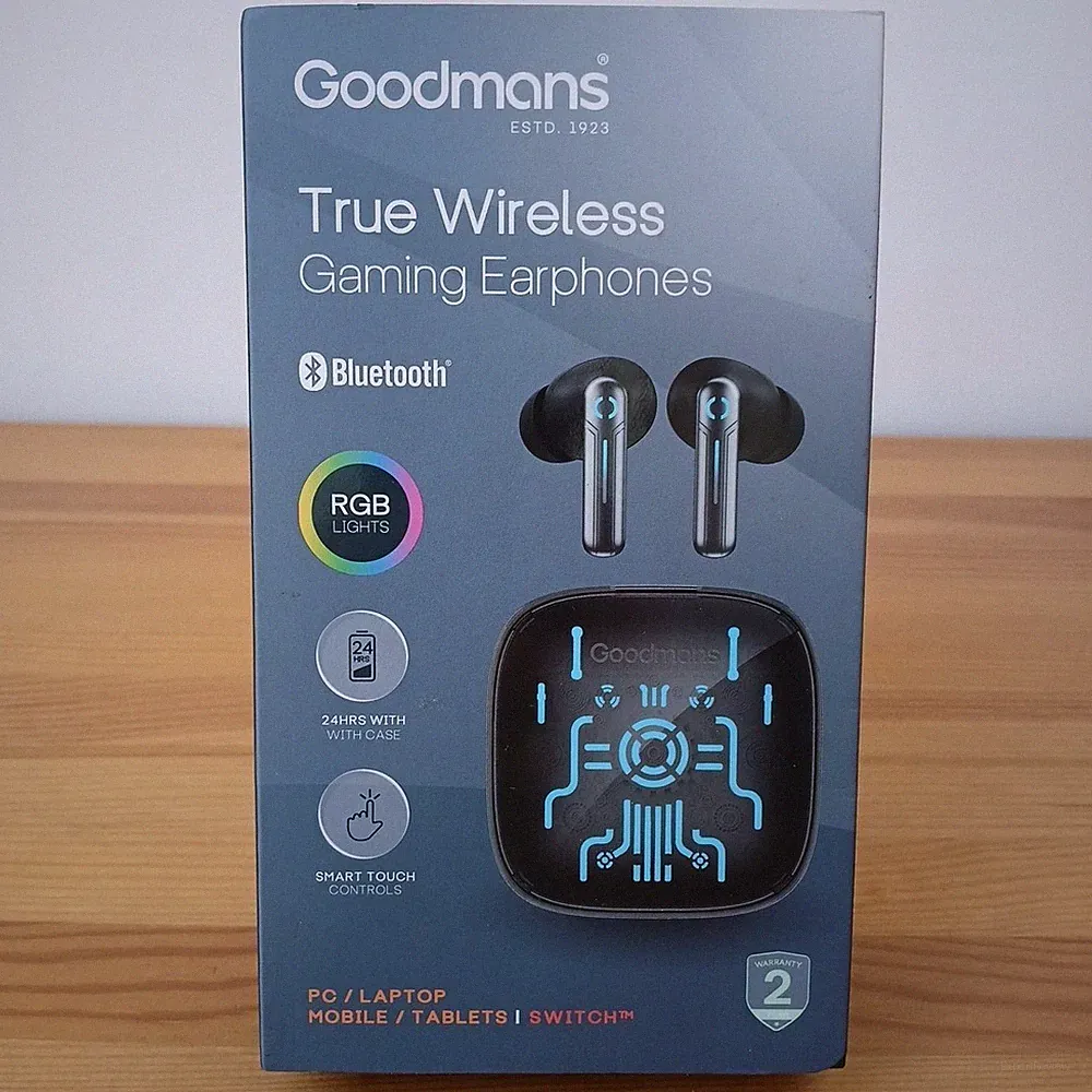 Goodmans True Wireless Gaming Kopfhörer 24 Stunden Akku Hülle PC/Laptop/Telefon/Tablets