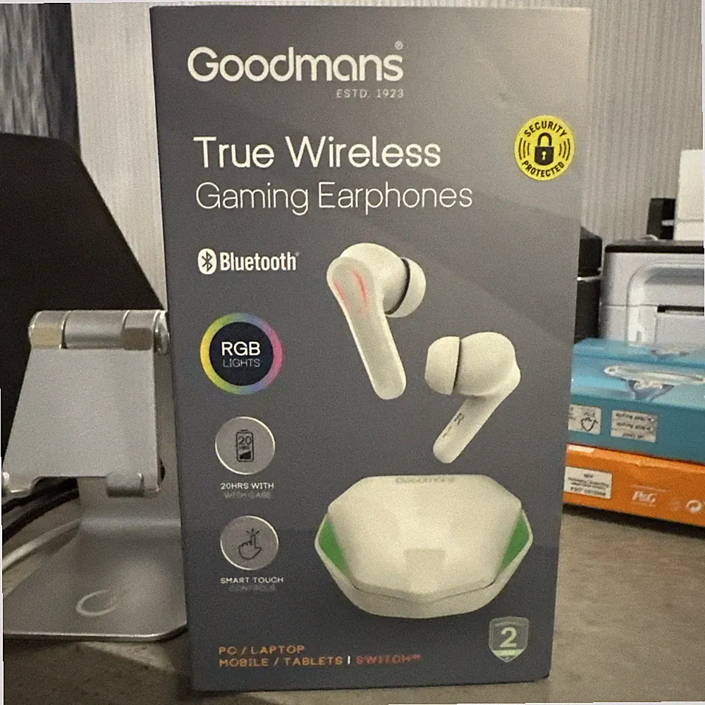 Goodmans True Wireless Gaming Kopfhörer LED Akku Case PC/Laptop/Telefon/Tablets