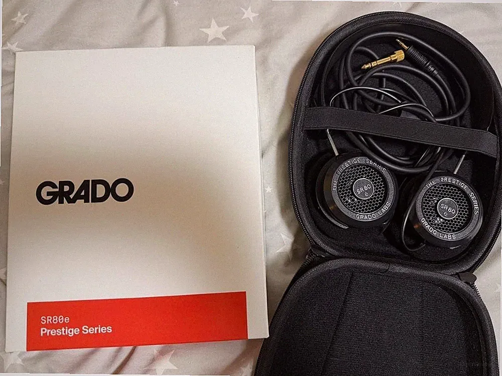 Grado SR80e Over-Ear Kopfhörer schwarz mit Tragetasche Box Bedienungsanleitung