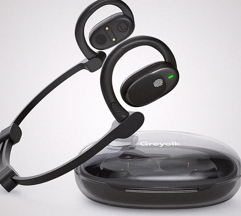 Greyolk Bluetooth Kopfhörer mit offenem Ohr HiFi Übersetzungskopfhörer für Sport