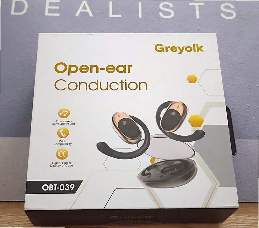 Greyolk OBT-039 Open-ear Bluetooth In-Ear-Kopfhörer Ohrbügel schwarz/gold (2)