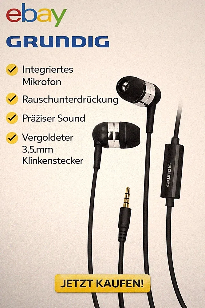 Grundig In-Ear Kopfhörer mit Mikrofon | 3,5mm Klinke Handy Headset