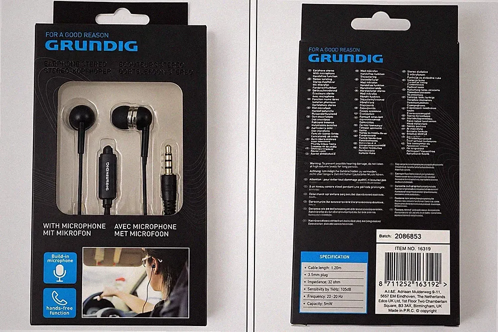 Grundig In-Ear Kopfhörer mit Mikrofon | 3,5mm Klinke Handy Headset