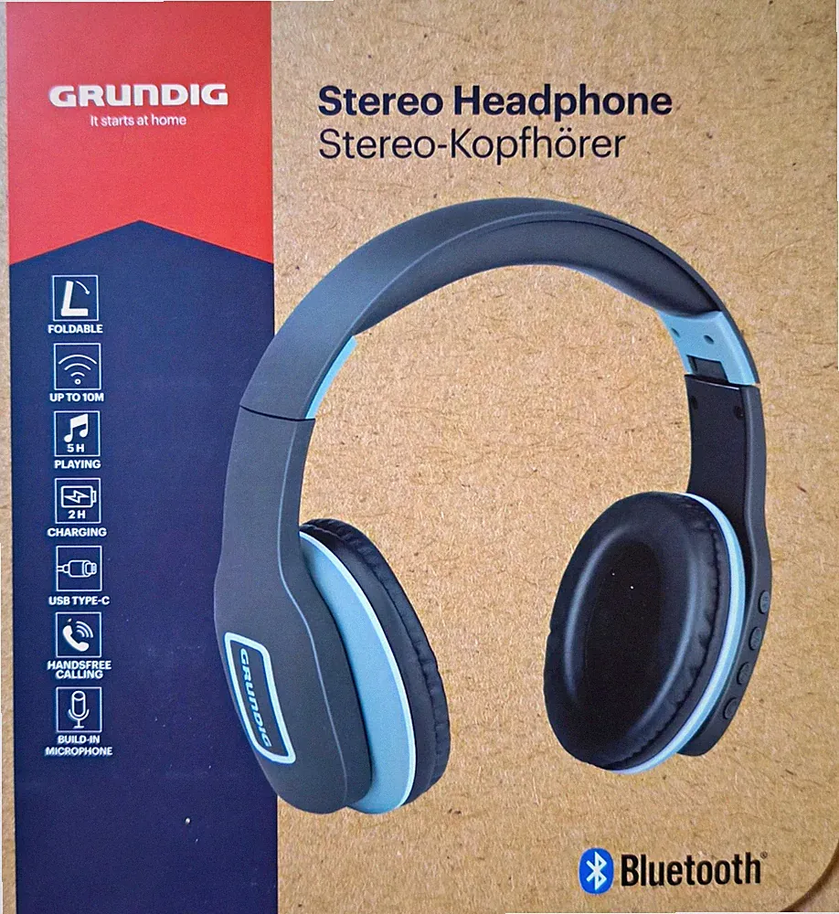 Grundig Stereo Headphone On-Ear Bluetooth Kopfhörer faltbar USB Type-C Mic