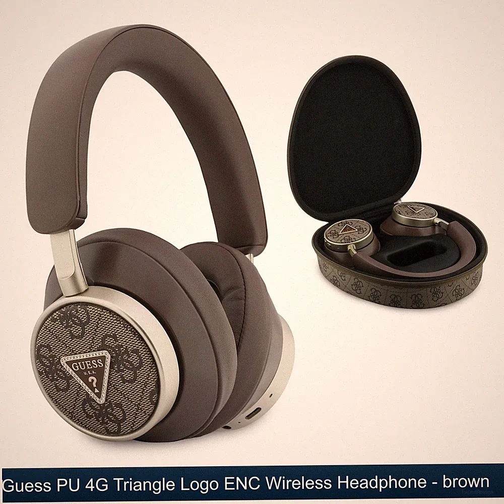 Guess Wireless Kopfhörer Bluetooth Over Ear mit Mikrofon für Handy Tablets Braun