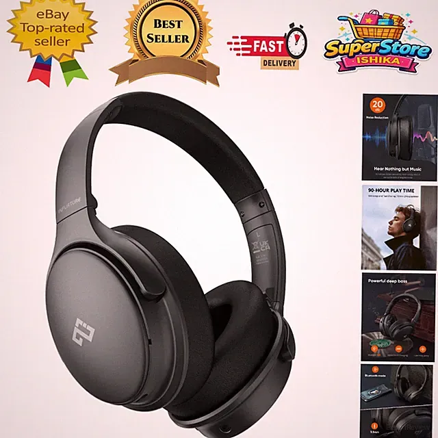 H1 Wireless Active Noise Cancelling Kopfhörer - 90 Stunden Spielzeit & tiefer Bass
