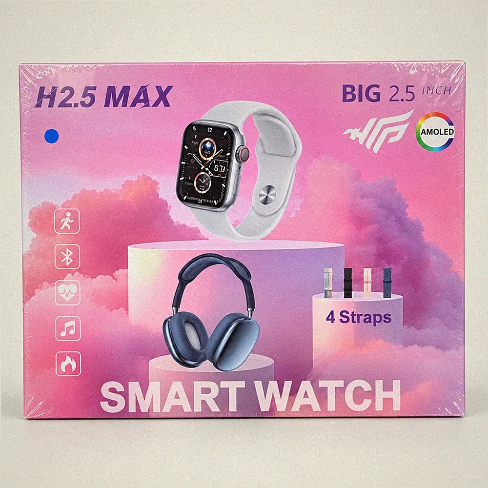 H25 Mac Smart Watch mit Kopfhörer und 4 Bändern