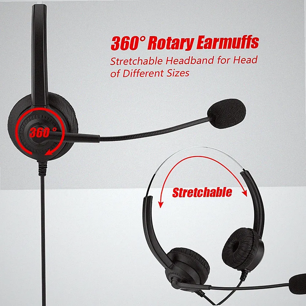 H300D Headset Callcenter Büro Gaming PC 2 5mm Stecker PU Kabel