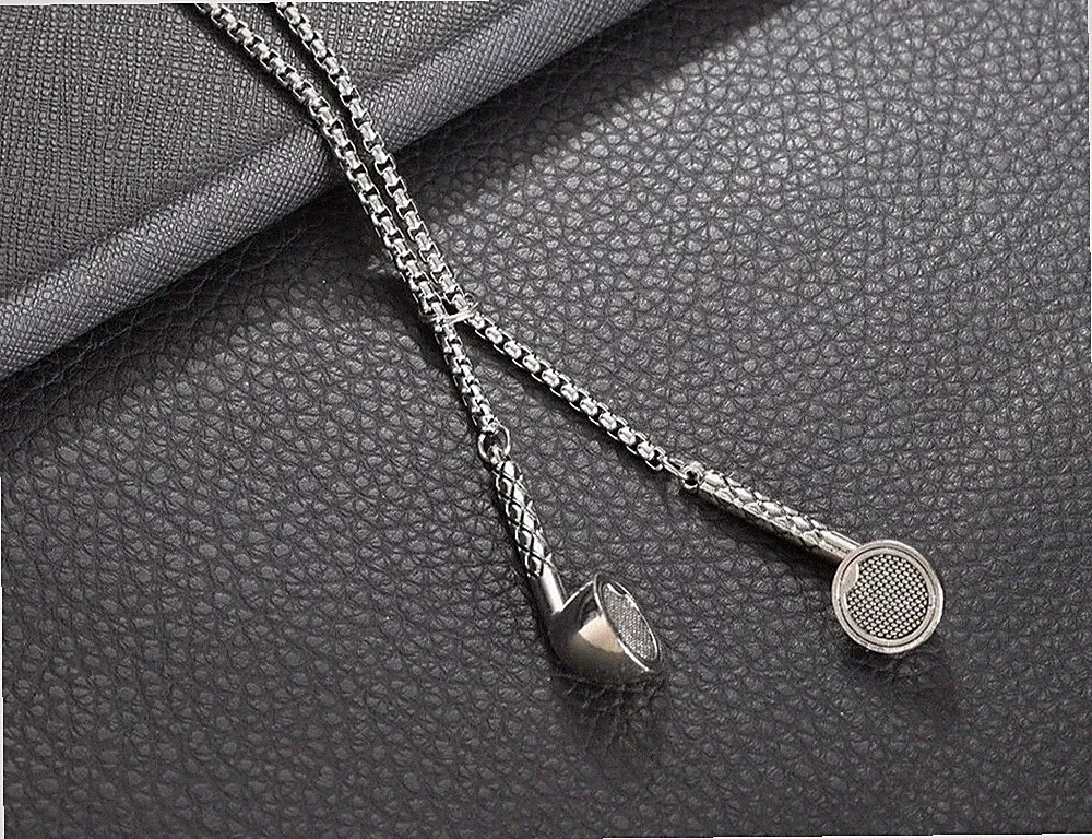 Halskette Kopfhörer Unisexkette silberfarben Edelstahlkette Modeschmuck Geschenk