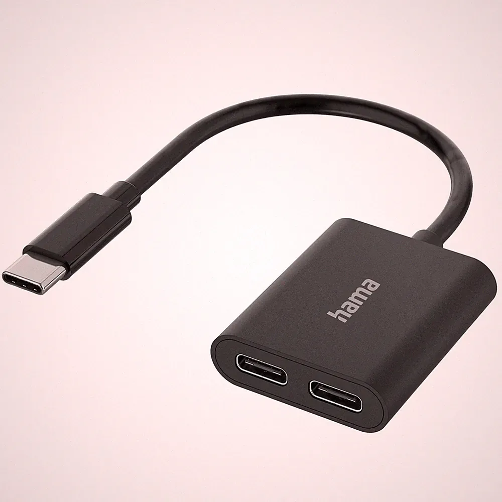 Hama Audio-Adapter USB-C zu 2x USB-C Laden Musik für Headset Kopfhörer Ladekabel