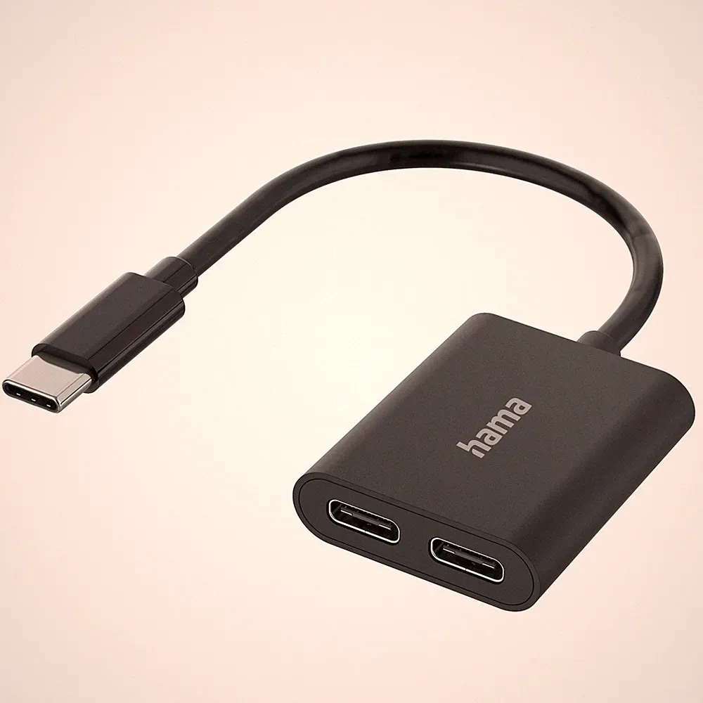 Hama Audio-Adapter USB-C zu 2x USB-C Laden Musik für Headset Kopfhörer Ladekabel
