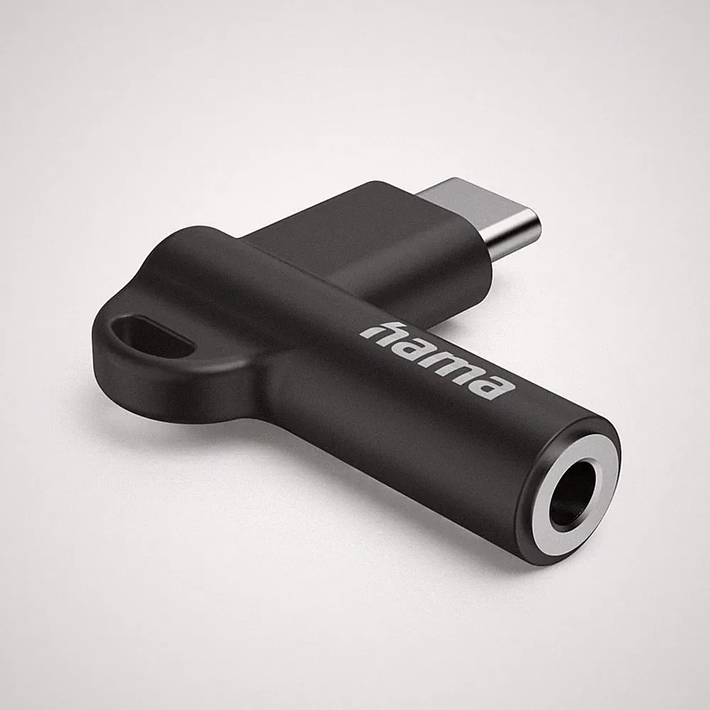 HAMA Aux-Adapter USB-C – 3,5-mm-Klinke-Buchse, 90° Winkelstecker, #1907117